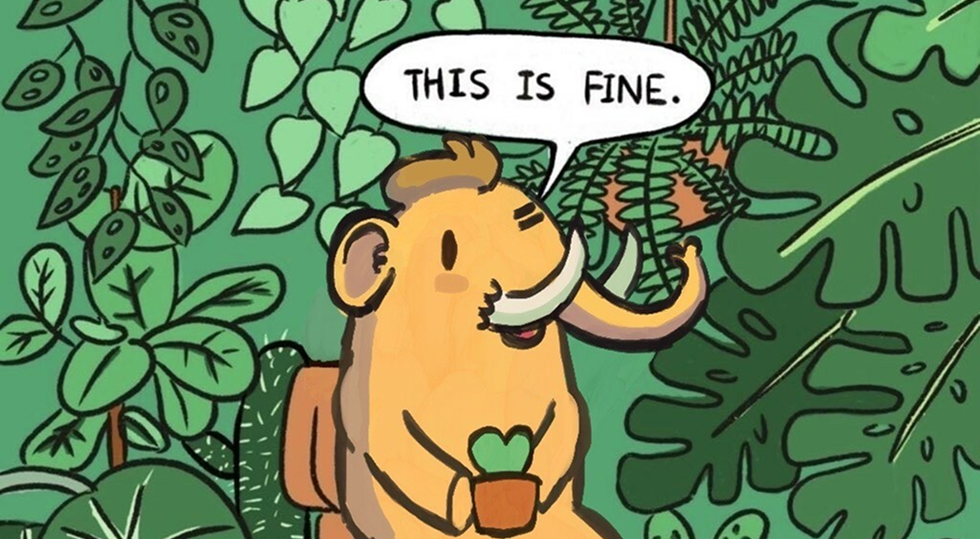 Meme de this is fine pero con mastodon
