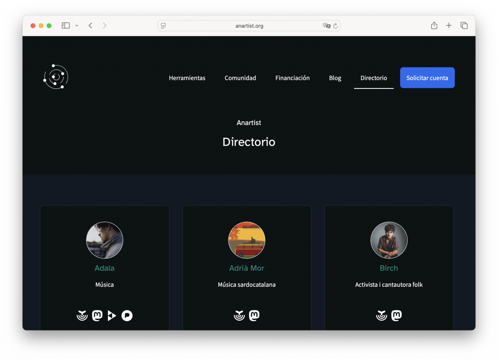 Mockup of the website of anartist in a desktop view 