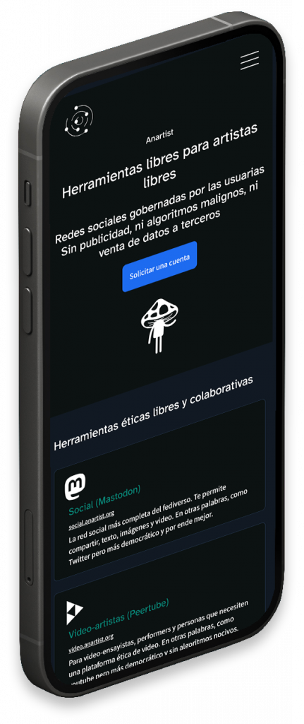 Mockup of the website of anartist in a mobile phone