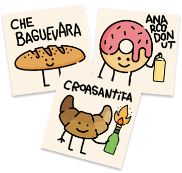 An illustration of anthropomorphic slices of bread