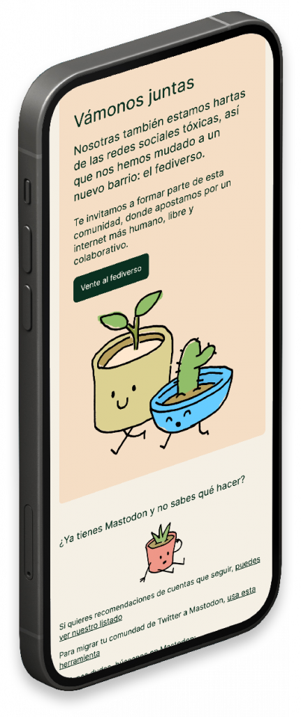 Mockup of the website of vamonos juntas in a mobile phone