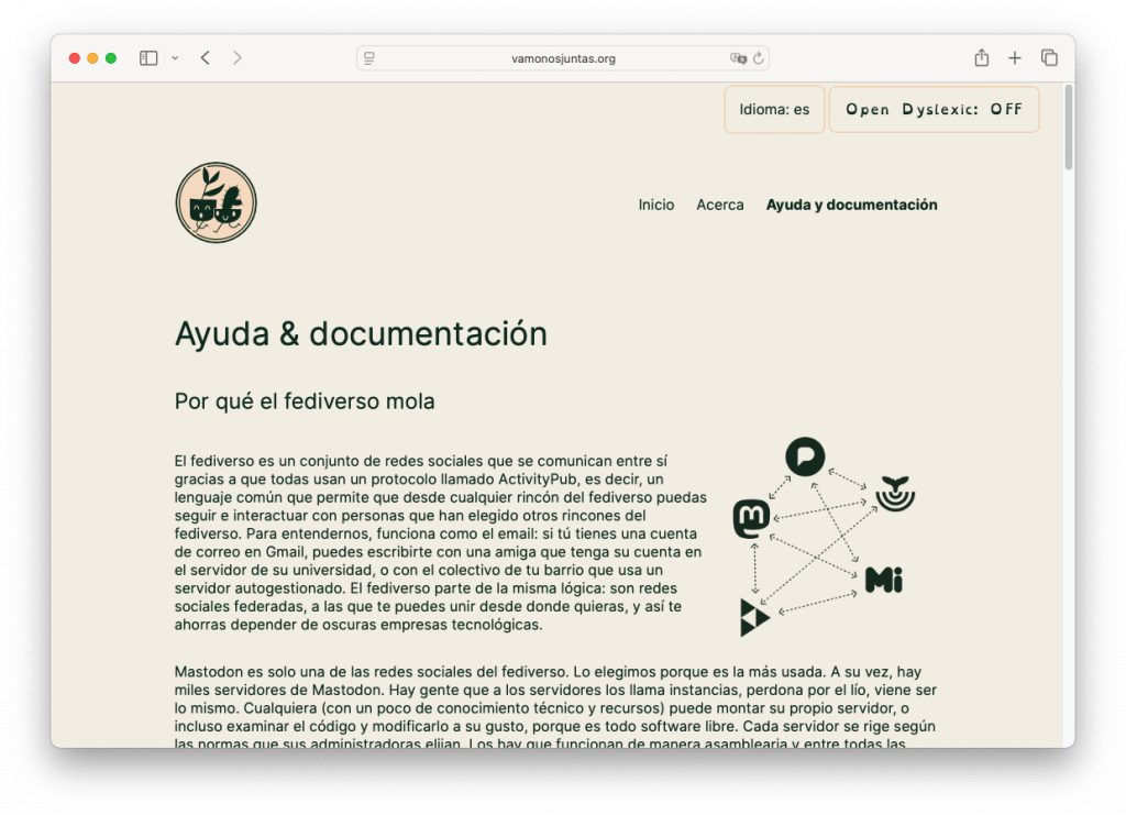 Mockup of the website of vamonos juntas in a desktop view
