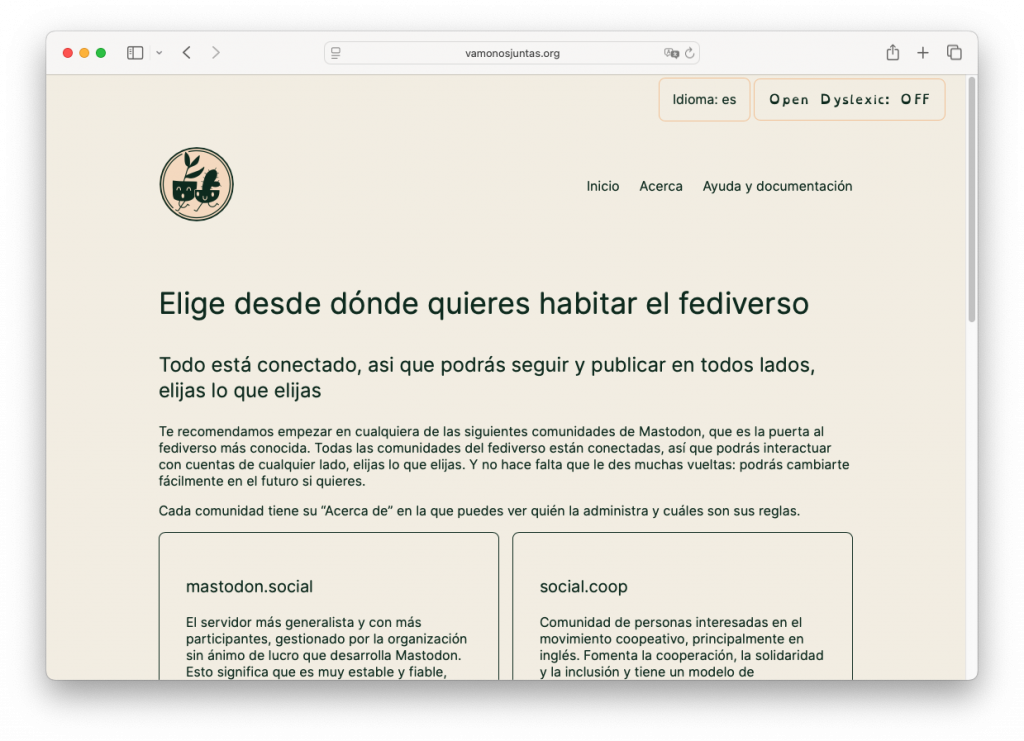 Mockup of the website of vamonos juntas in a desktop view
