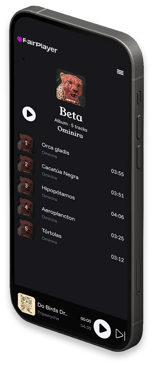 Mobile phone with a mockup of the fairplayer app