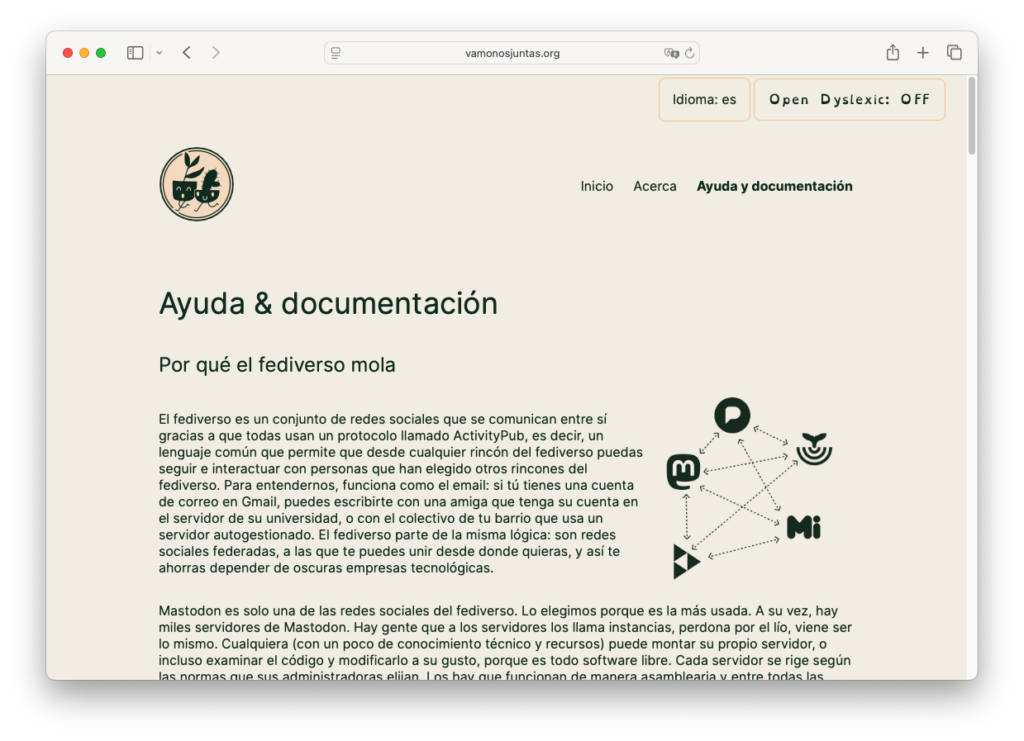 Mockup of the website of vamonos juntas in a desktop view