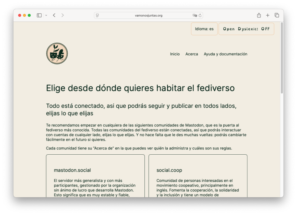 Mockup of the website of vamonos juntas in a desktop view